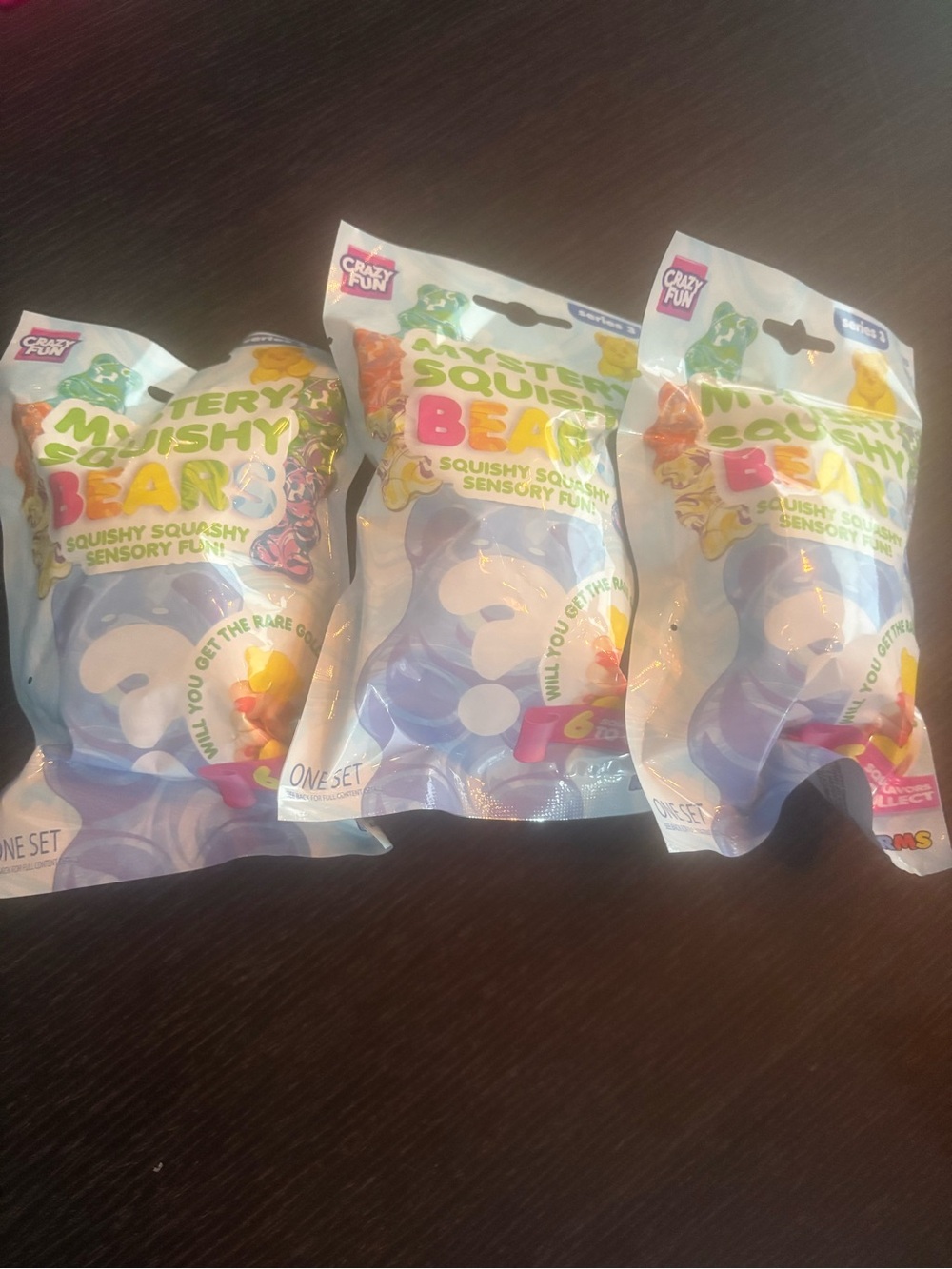 Set of 3 RMS Mystery Squishy Bears, Series 3, New in bags!
